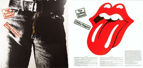 Cover and back cover of the album Sticky Fingers. Rolling Stones