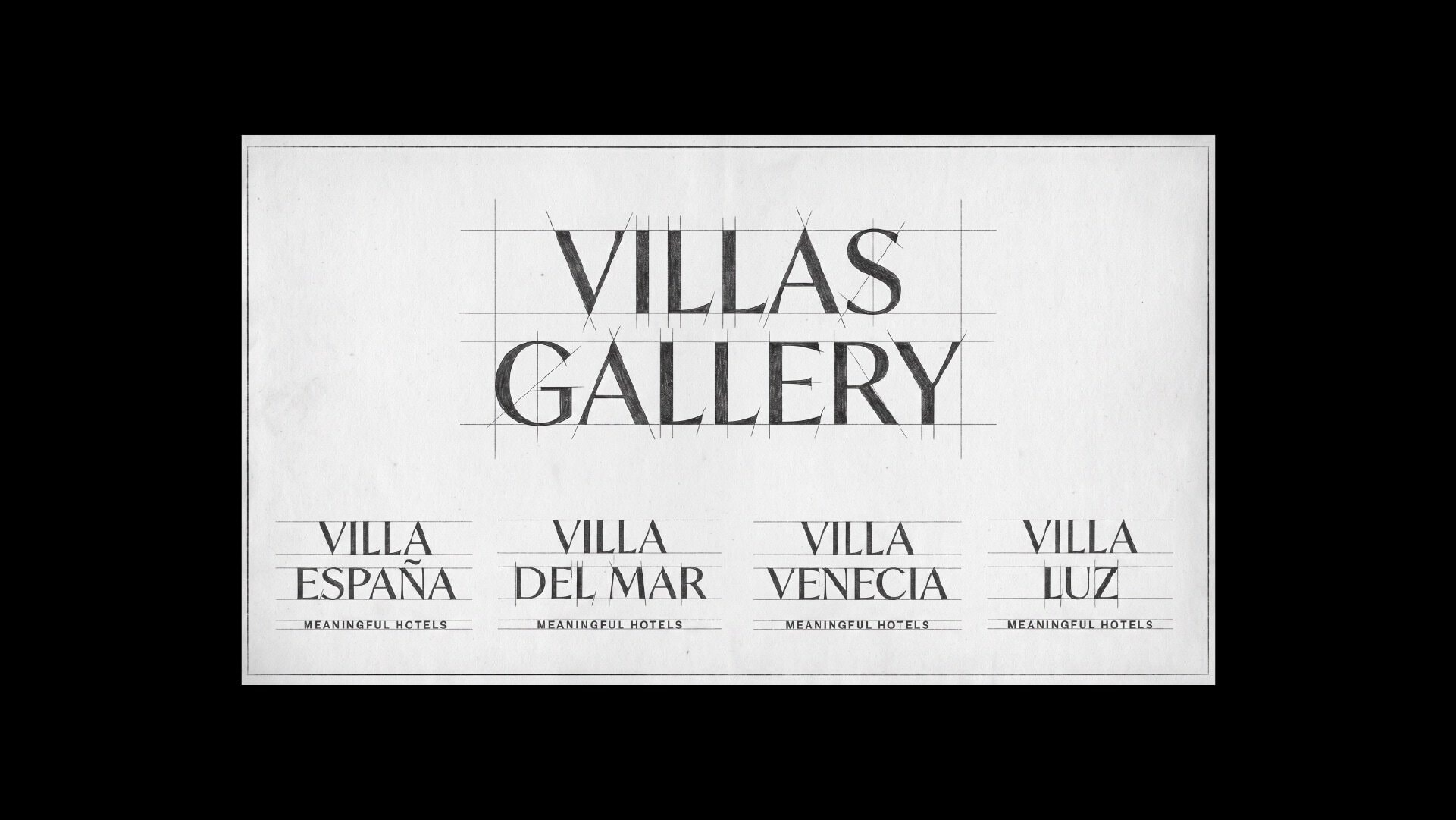 Cartel de Villas Gallery con nombres de villas y estrategia de marca.