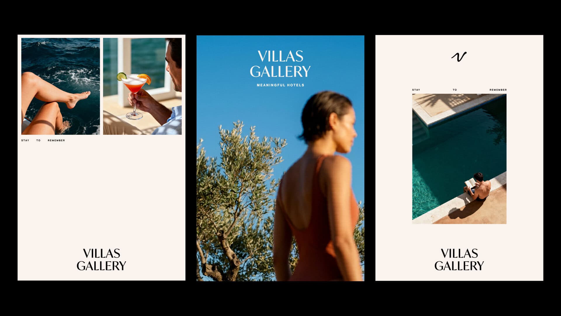 Imágenes de branding y diseño de marca para Villas Gallery.